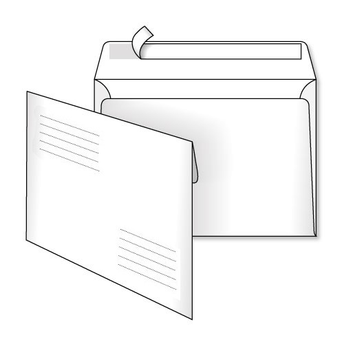 Конверт поштовий С5 (162x229), білий, СКЛ, 1+0, адресна сітка, 80 г/м²